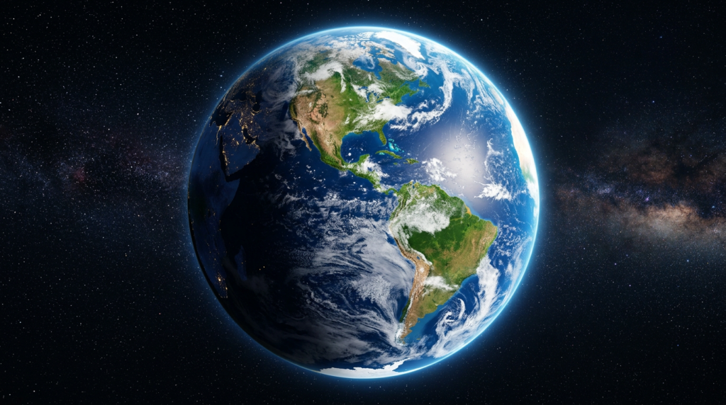Earth showing North and South America from space